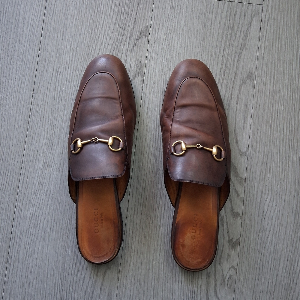 Gucci Princetown Brown Leather Mule 39.5EU - Picture 4 of 16